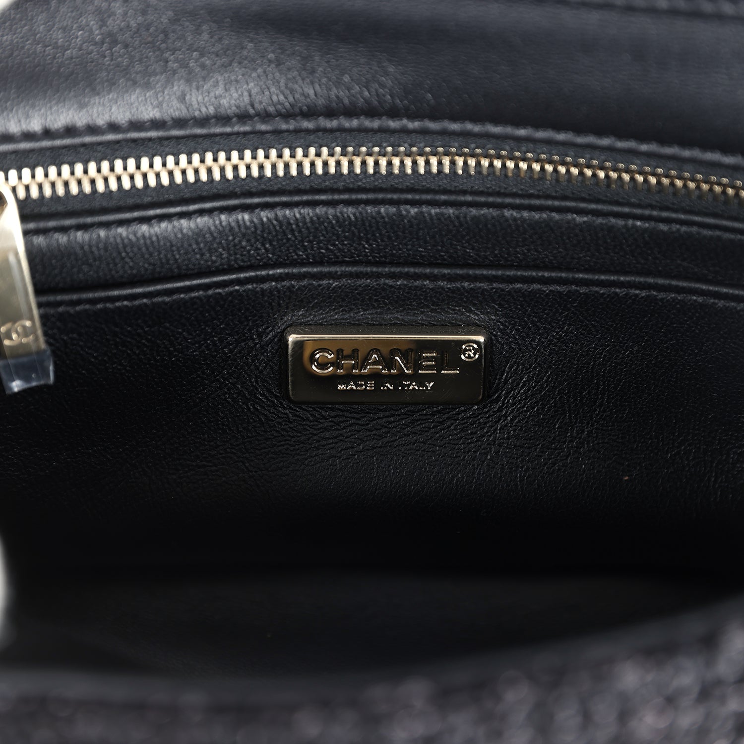 Chanel Mini Summer Nights Flap Bag Black Woven Patent Leather Light Gold Hardware