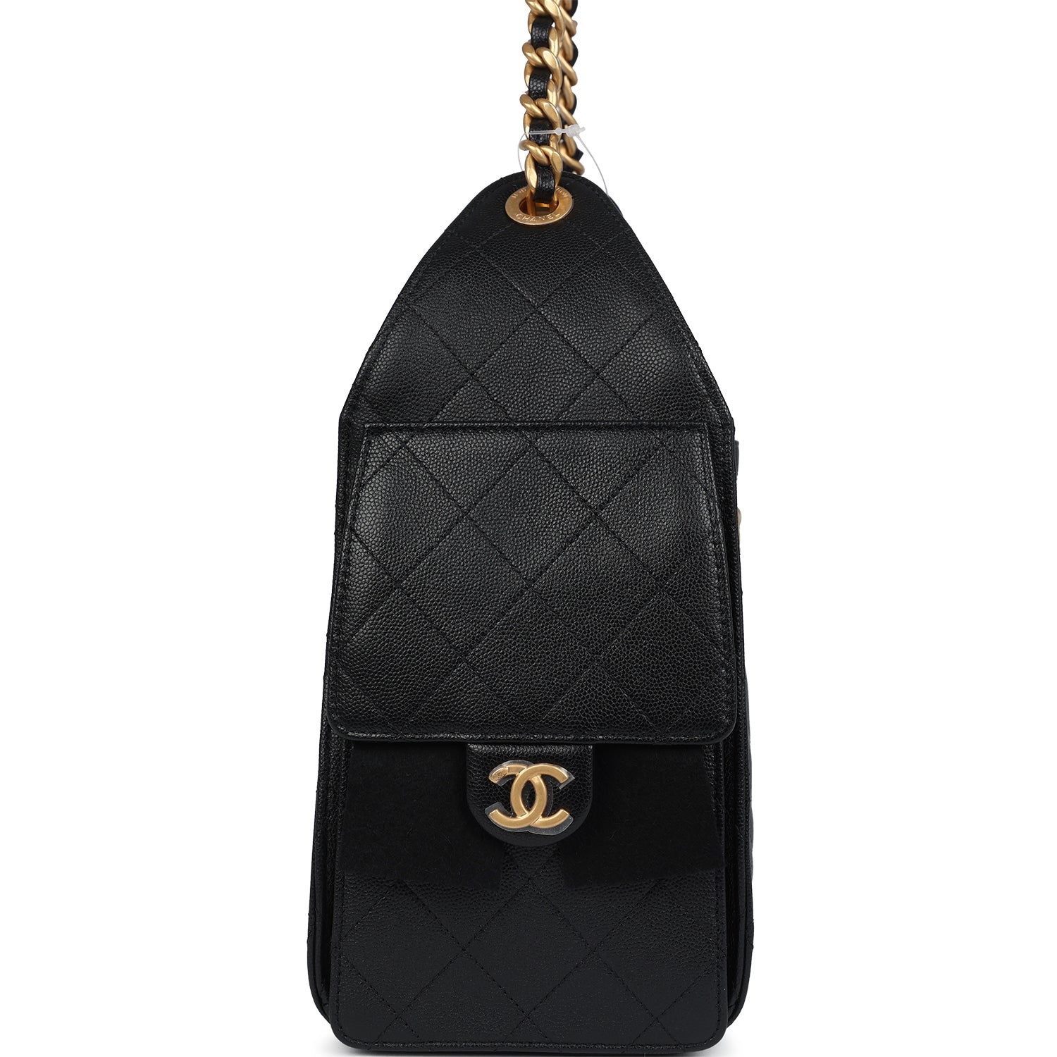 Chanel Small 25 Hobo Bag Black Caviar Antique Gold Hardware