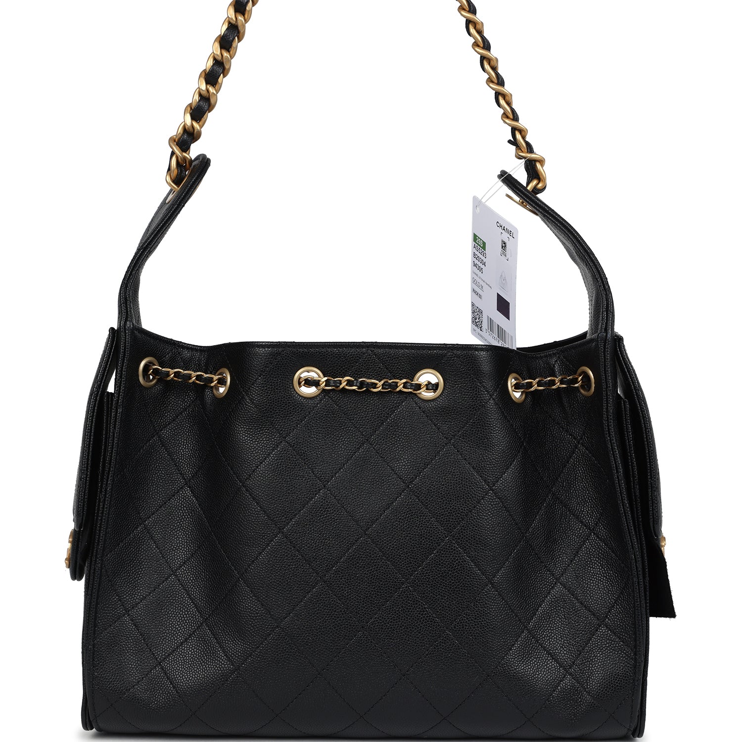 Chanel Small 25 Hobo Bag Black Caviar Antique Gold Hardware
