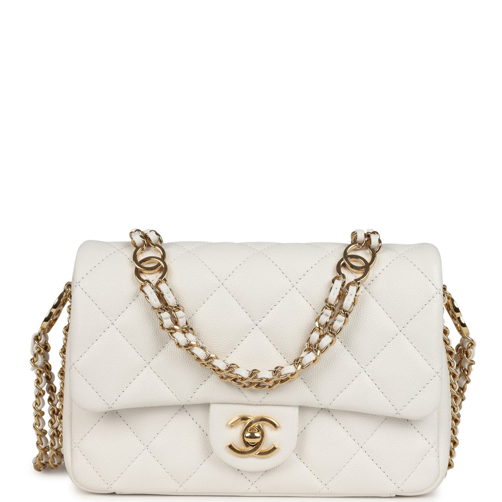 Chanel Mini CC You Flap Bag White Caviar Gold Hardware