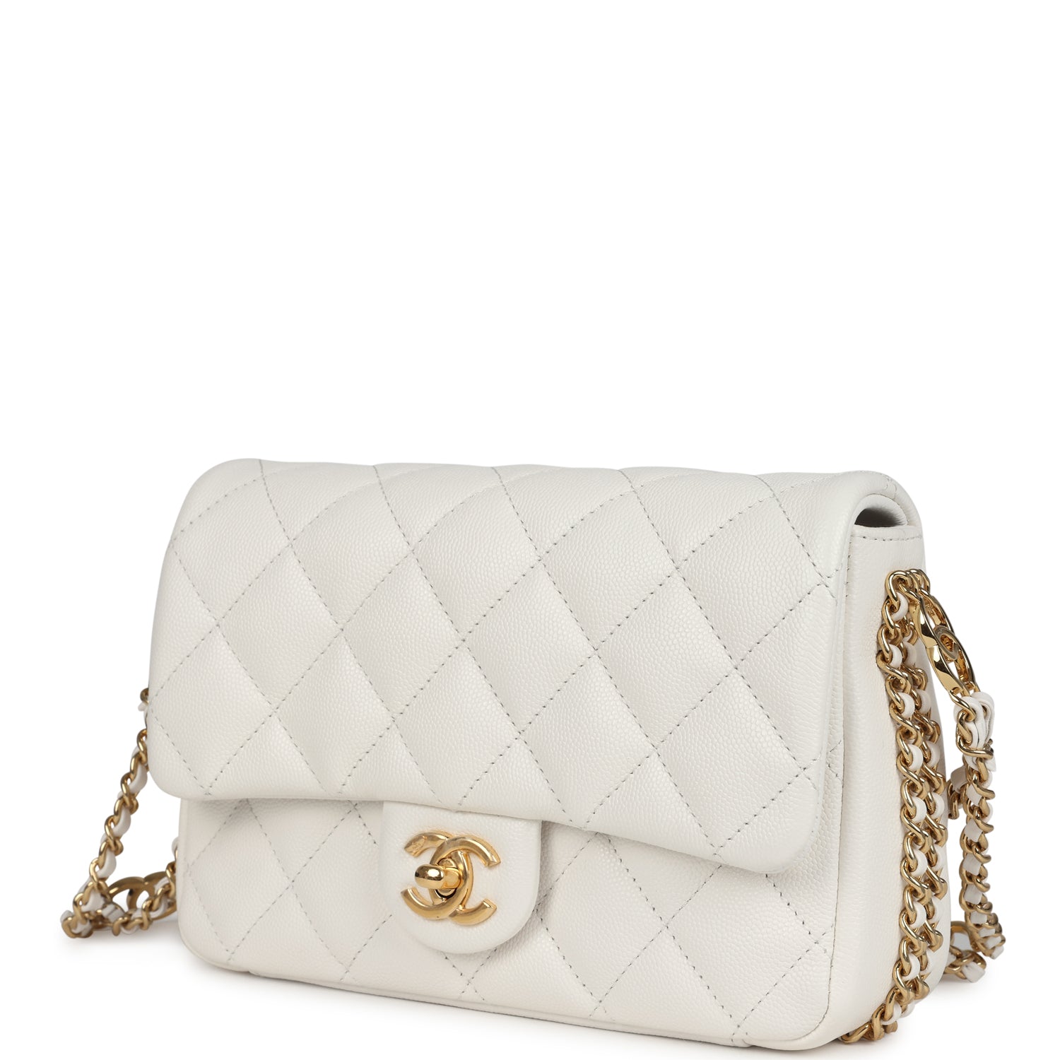 Chanel Mini CC You Flap Bag White Caviar Gold Hardware