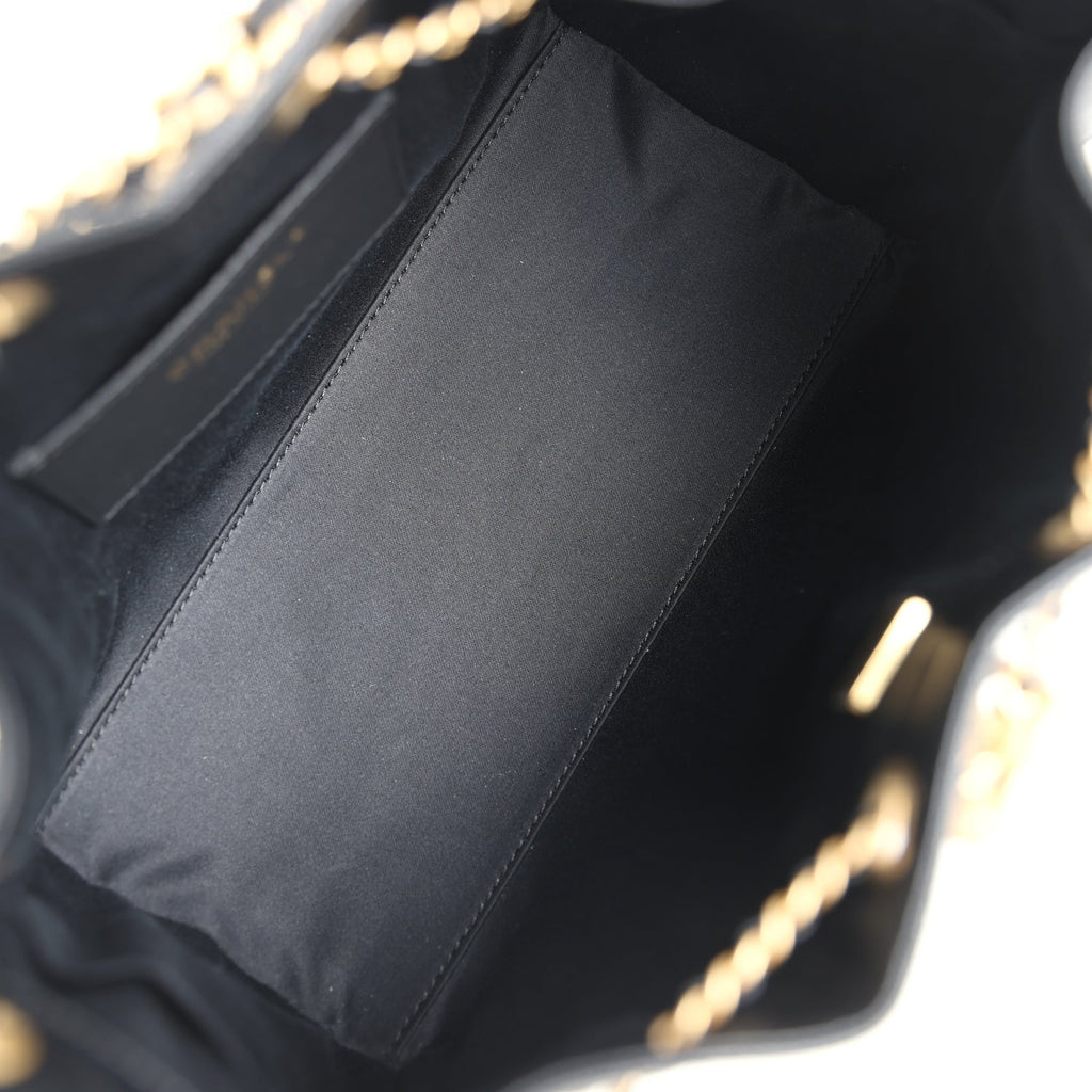 Chanel Small 25 Hobo Bag Black Caviar Antique Gold Hardware