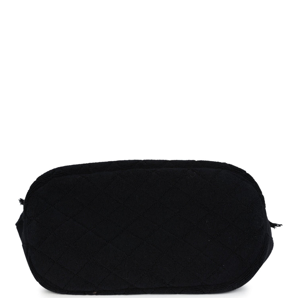 Chanel Coco Beach Tote Black Terry Cloth with Towel