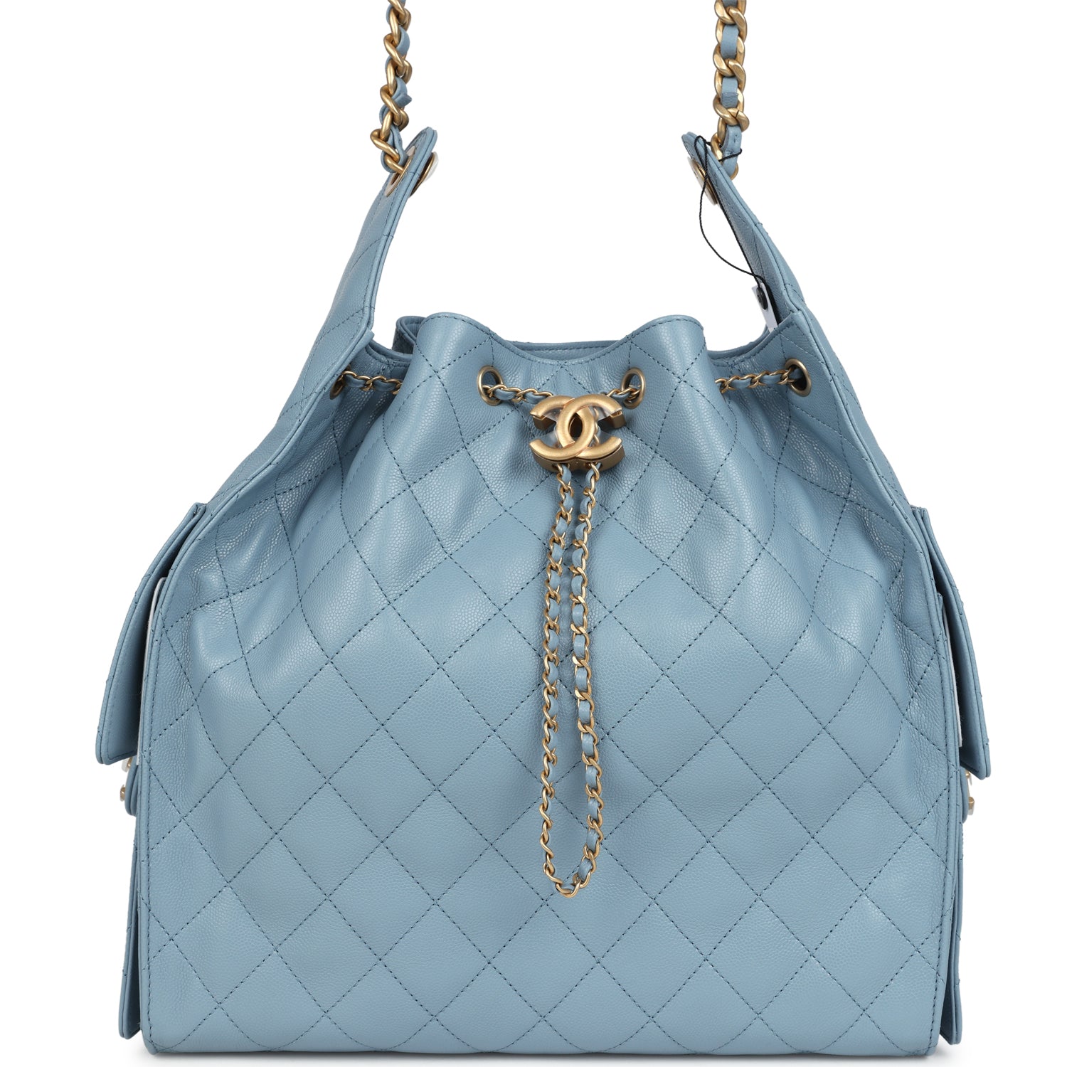 Chanel Medium 25 Hobo Bag Blue Caviar Antique Gold Hardware
