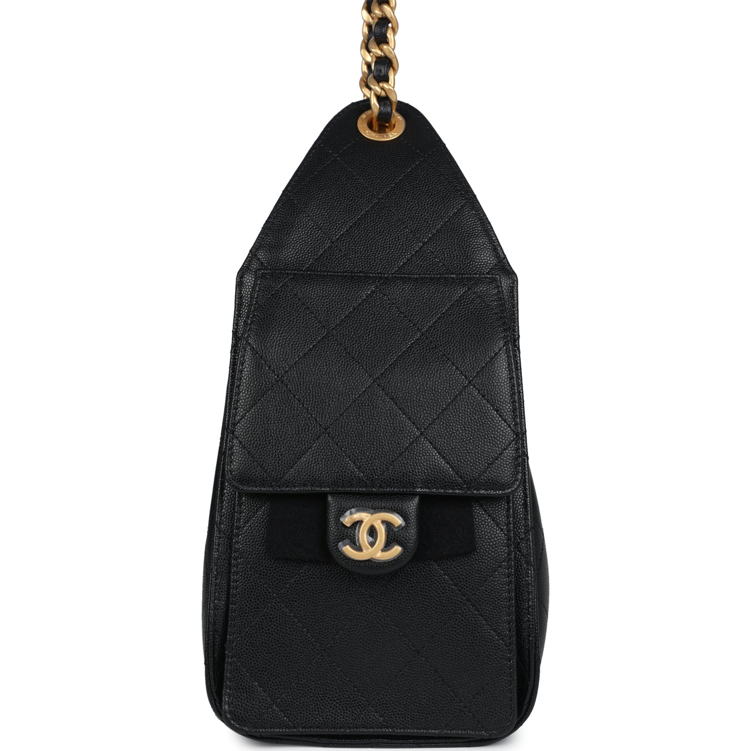 Chanel Small 25 Hobo Bag Black Caviar Antique Gold Hardware