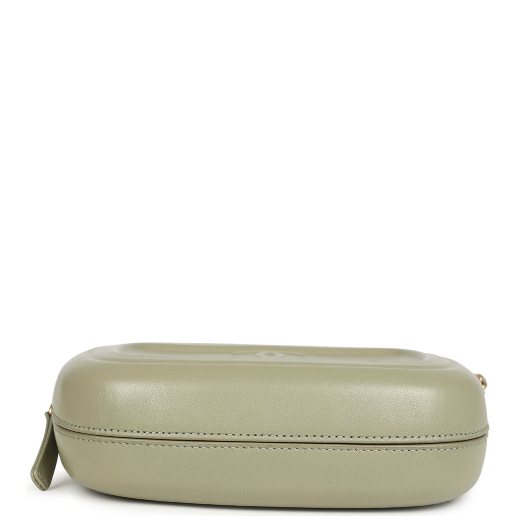 Chanel Mini "Savon De Marseille" Camera Case Bag Khaki Shiny Lambskin Brushed Gold Hardware