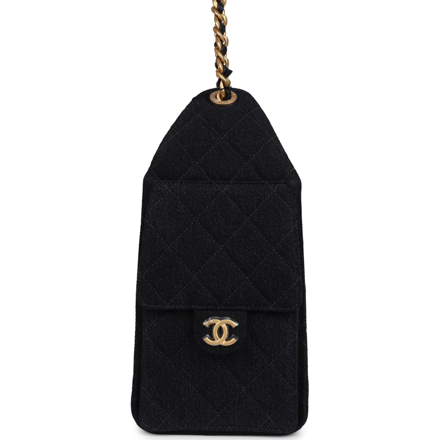 Chanel Small 25 Hobo Bag Black Washed Denim Antique Gold Hardware