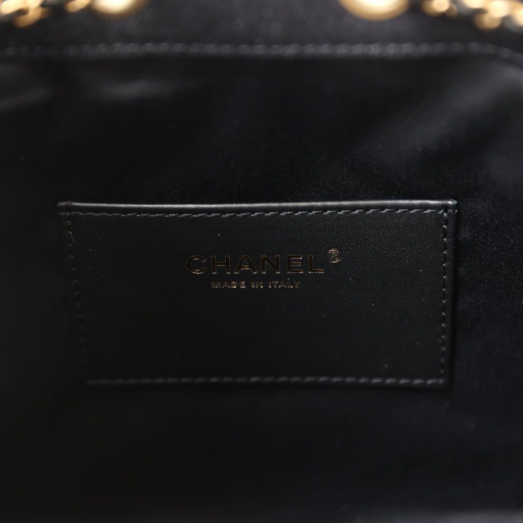 Chanel Small 25 Hobo Bag Black Washed Denim Antique Gold Hardware