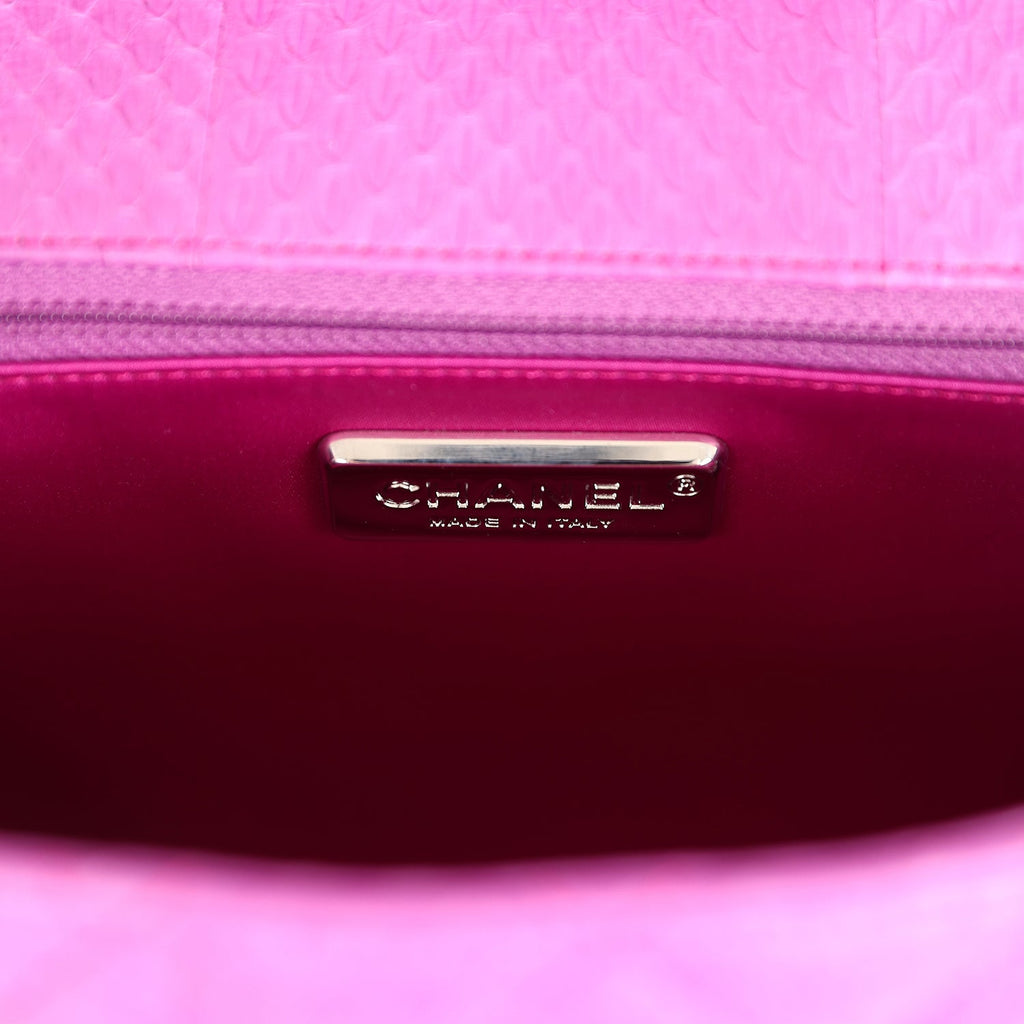 Chanel Medium Easy Carry Flap Bag Purple Python Silver Hardware