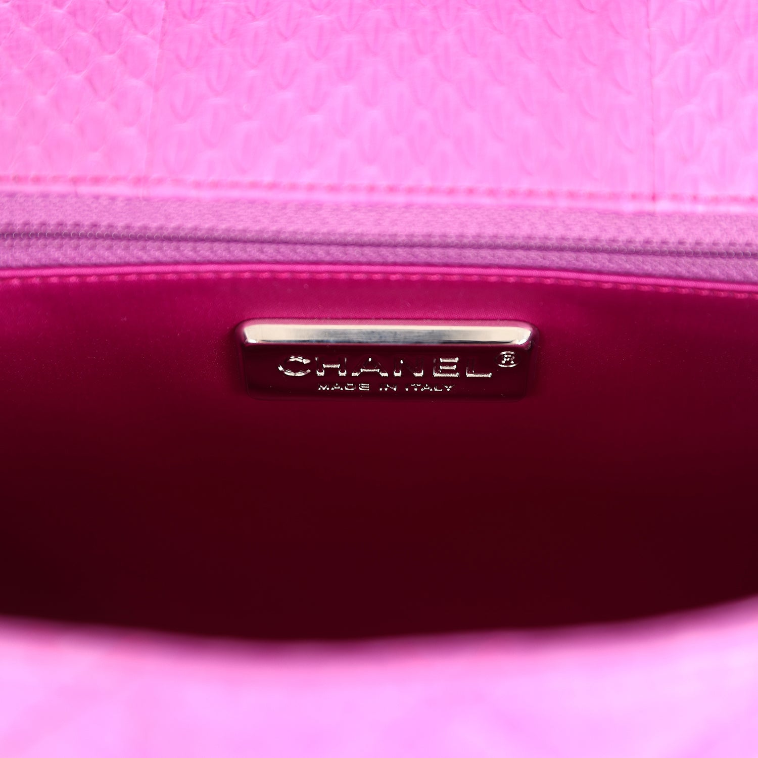 Chanel Medium Easy Carry Flap Bag Purple Python Silver Hardware
