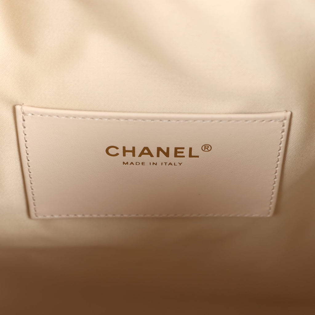 Chanel Medium 25 Hobo Bag White Caviar Antique Gold Hardware