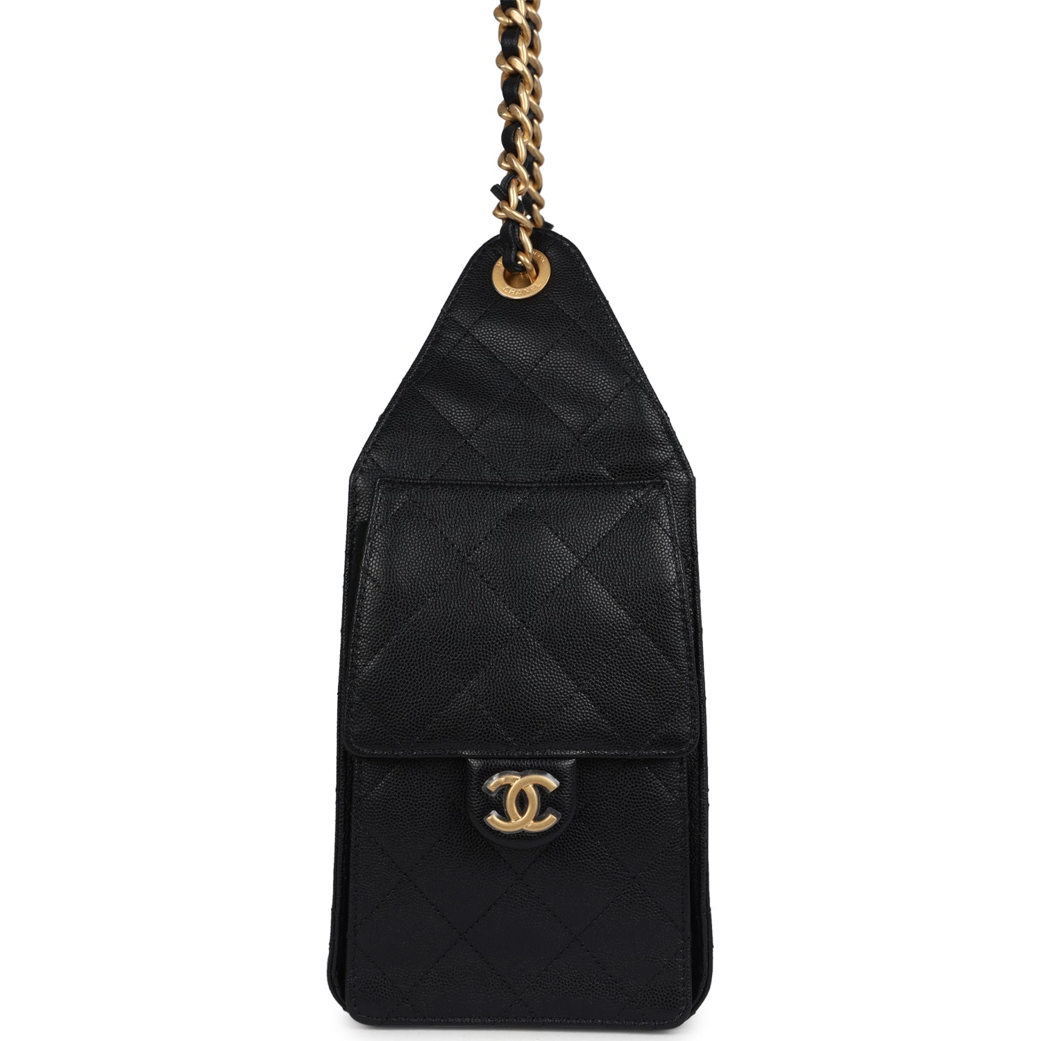 Chanel Small 25 Hobo Bag Black Caviar Antique Gold Hardware