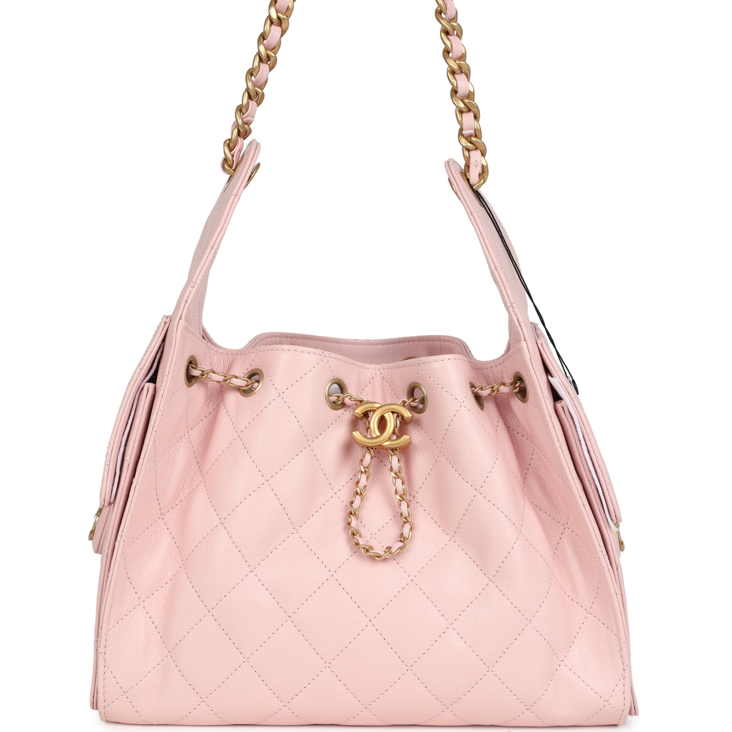 Chanel Small 25 Hobo Bag Light Pink Caviar Antique Gold Hardware