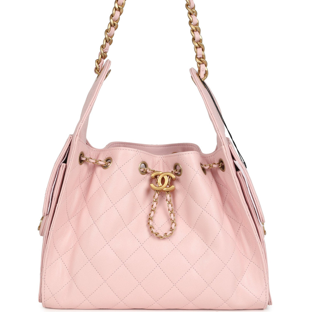 Chanel Small 25 Hobo Bag Light Pink Caviar Antique Gold Hardware