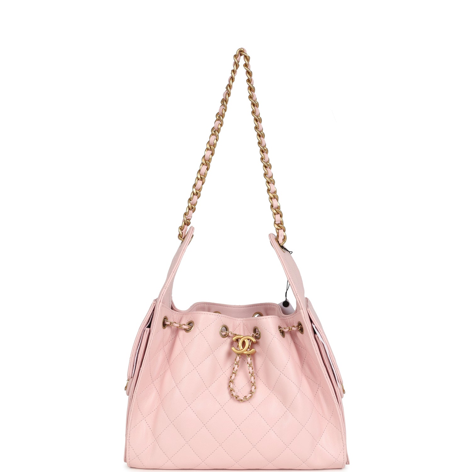 Chanel Small 25 Hobo Bag Light Pink Caviar Antique Gold Hardware