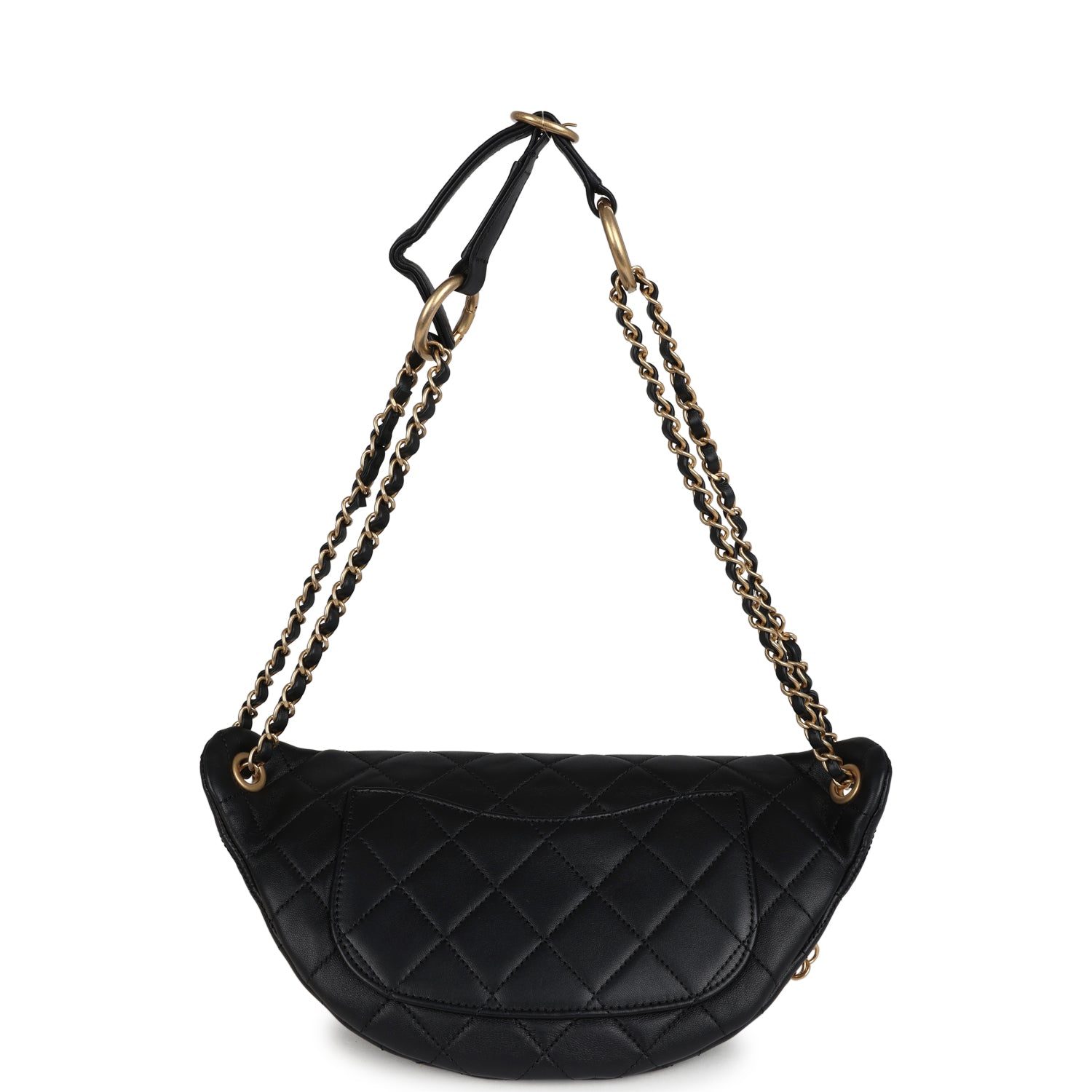 Chanel All About Chain Waist Bag Black Lambskin Antique Gold Hardware