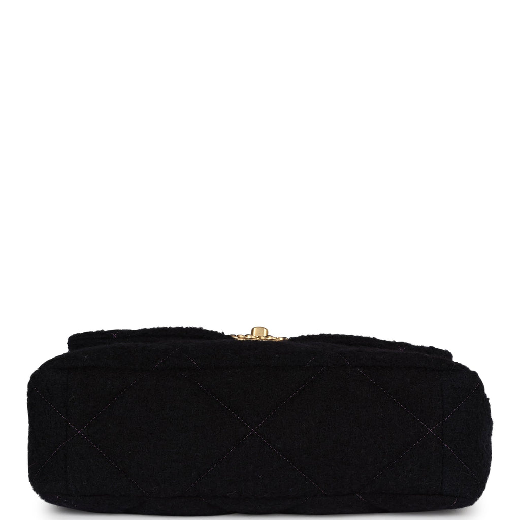 Chanel Large 19 Flap Bag Purple and Blue Wool Tweed Mixed Hardware