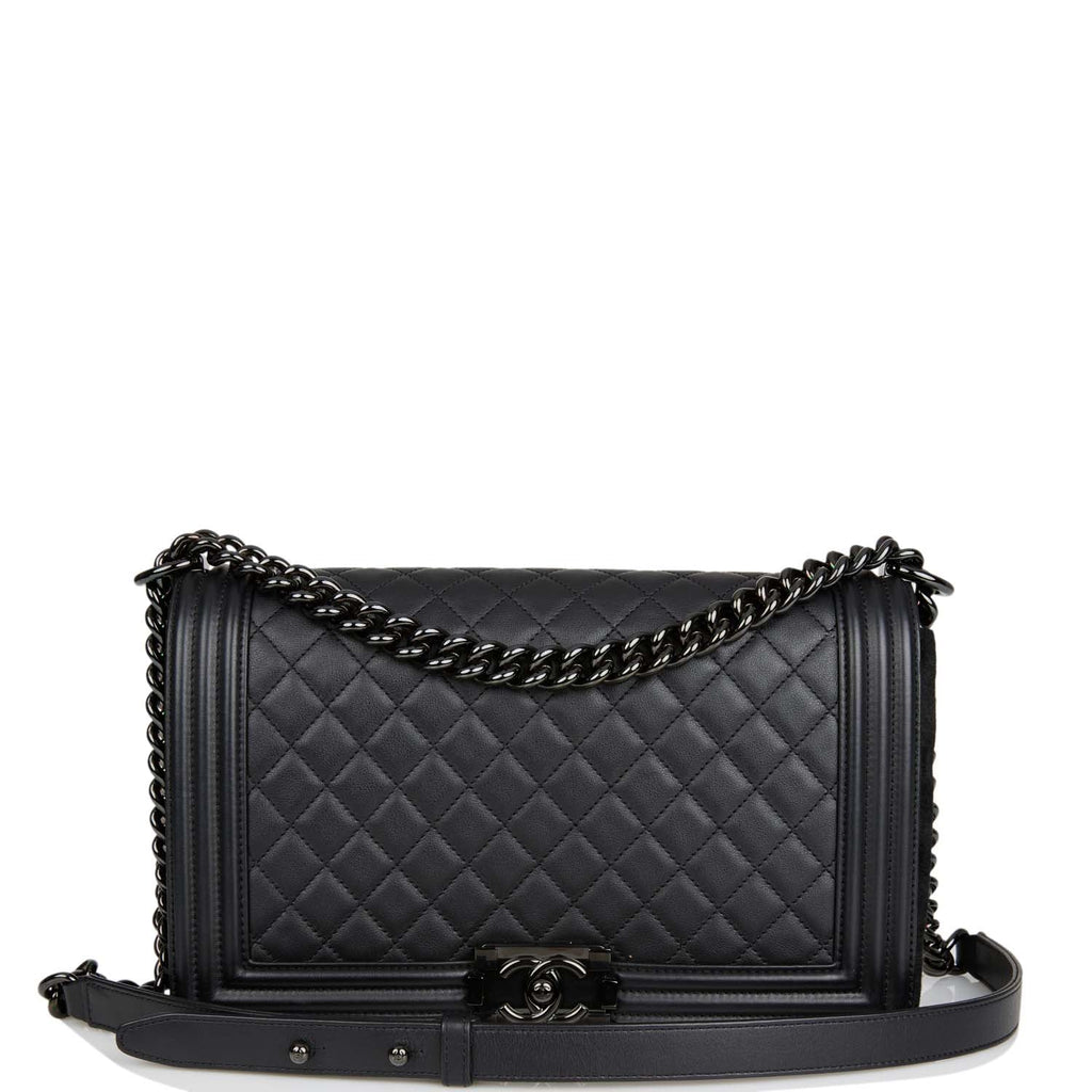 Chanel New Medium Boy Bag SO Black Calfskin Black Hardware