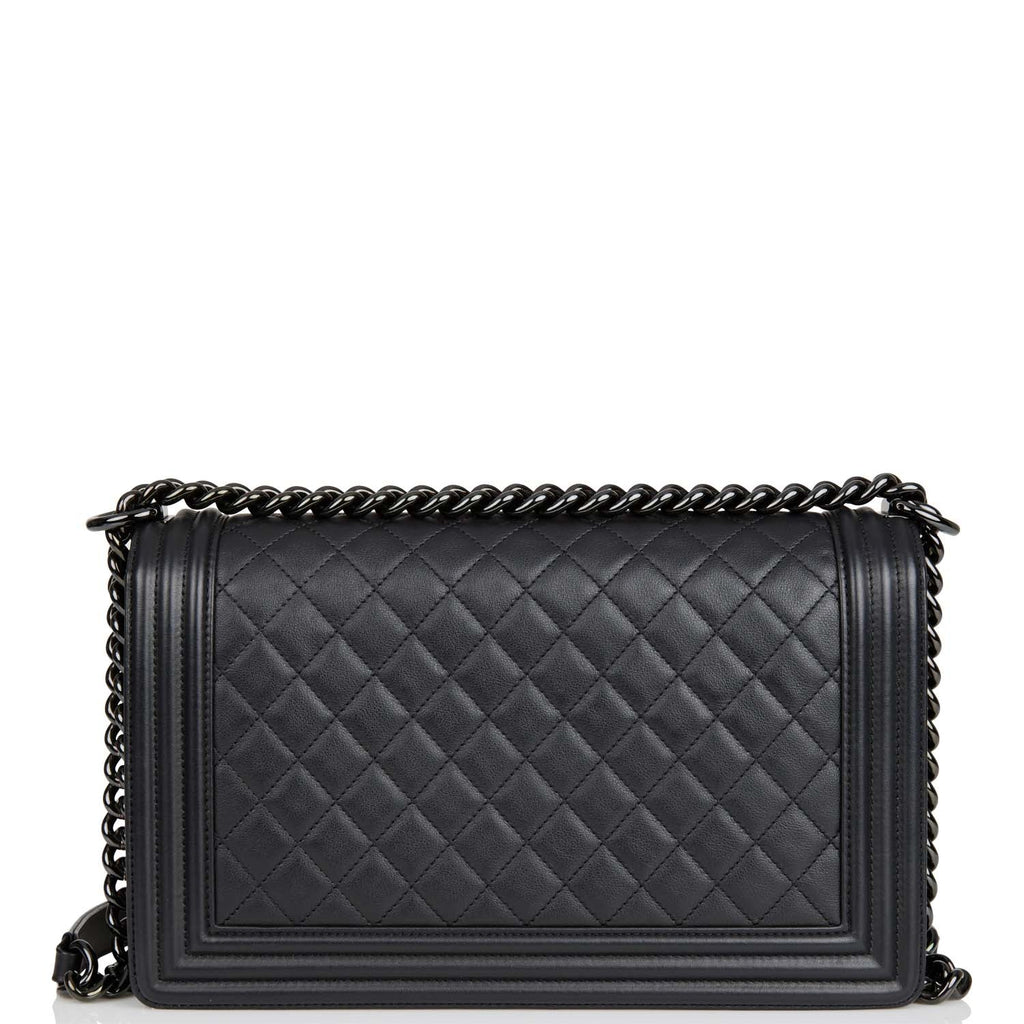 Chanel New Medium Boy Bag SO Black Calfskin Black Hardware