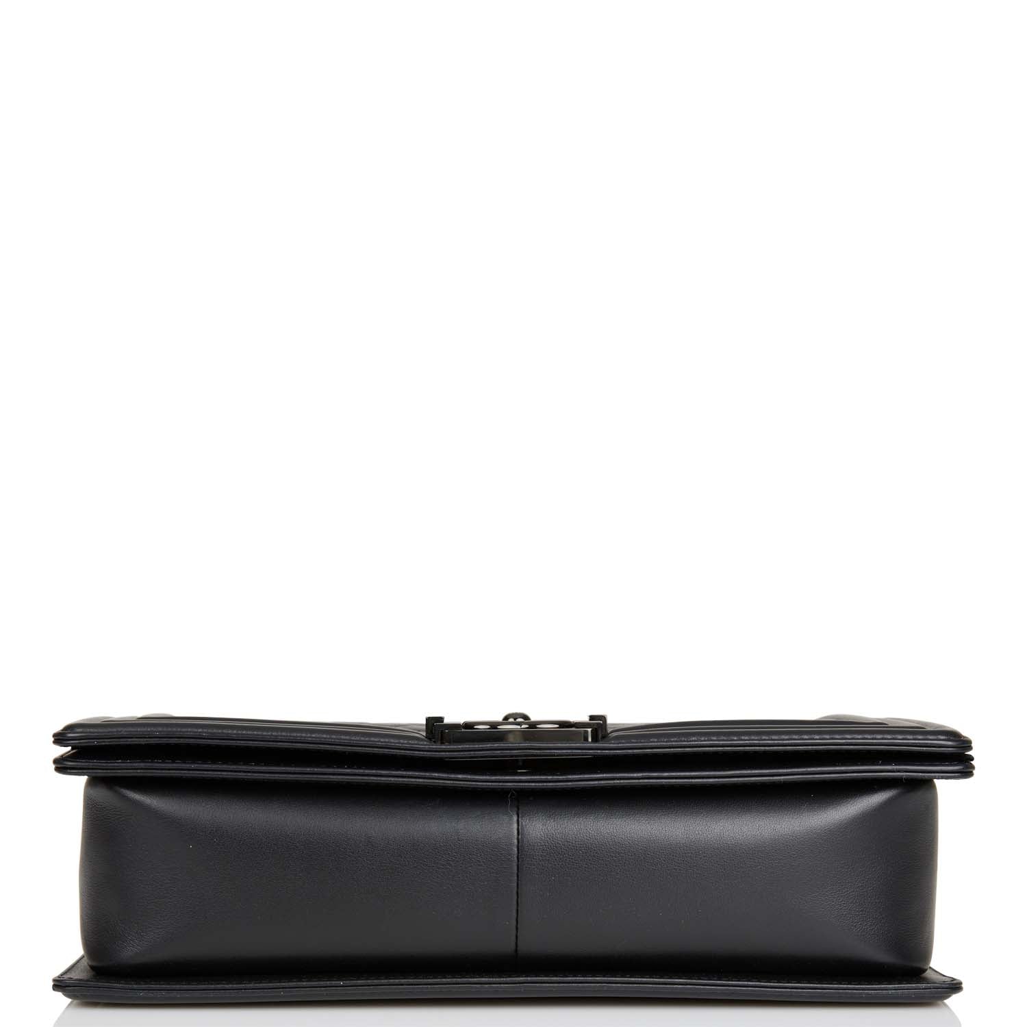 Chanel New Medium Boy Bag SO Black Calfskin Black Hardware