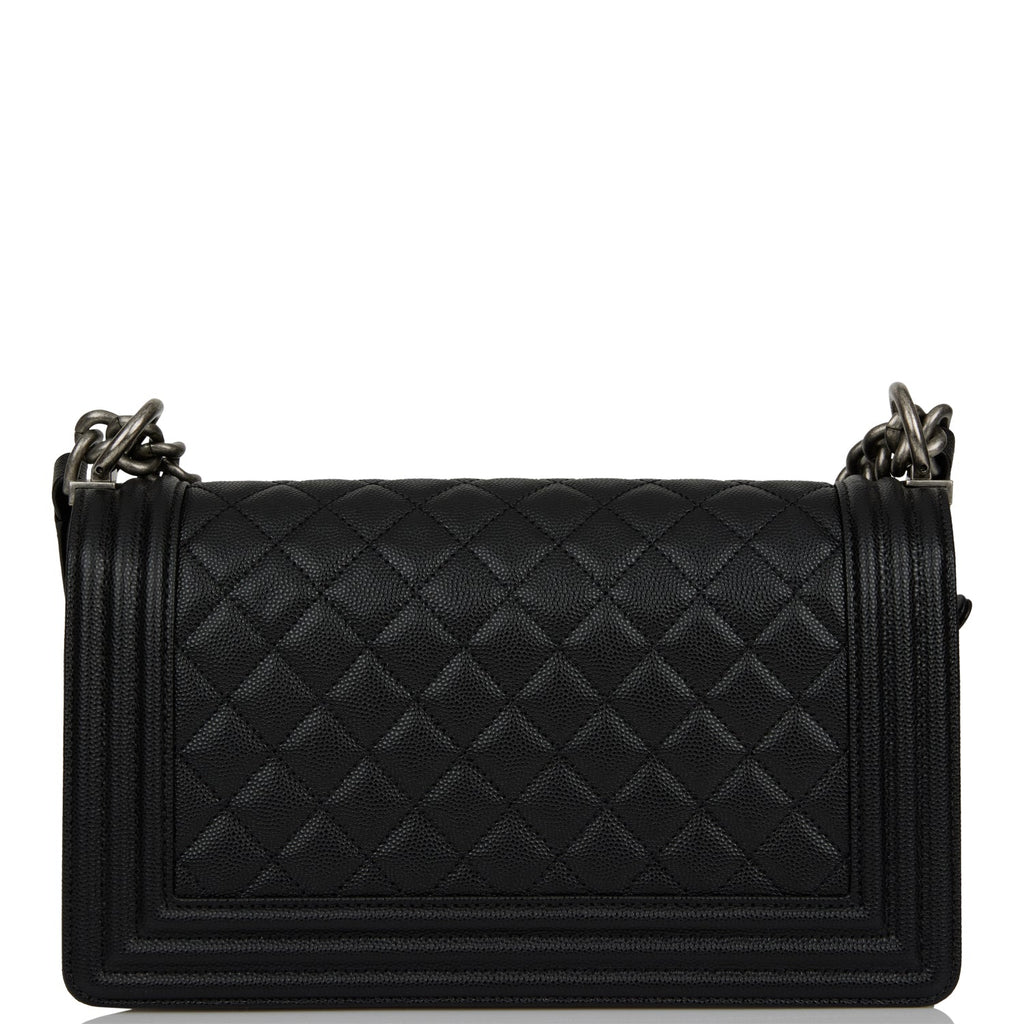 Chanel Medium Boy Bag Black Caviar Ruthenium Hardware