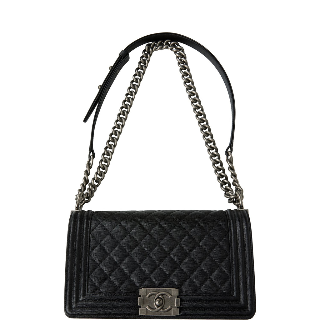 Chanel Medium Boy Bag Black Caviar Ruthenium Hardware