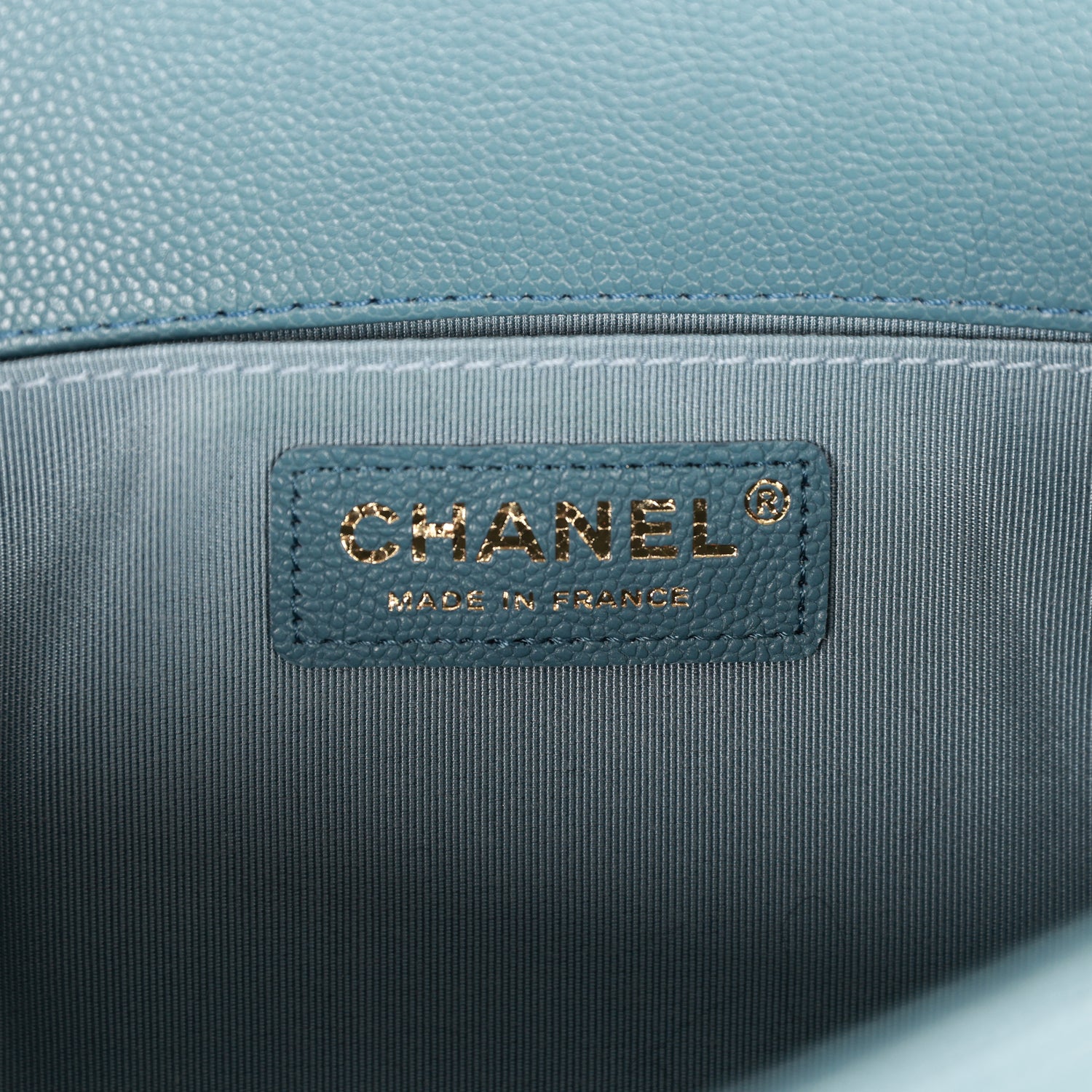 Chanel Medium Boy Bag Blue Caviar Antique Gold Hardware