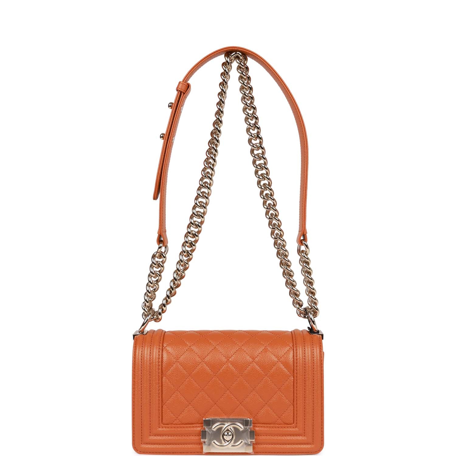 Chanel Small Boy Bag Caramel Caviar Light Gold Hardware