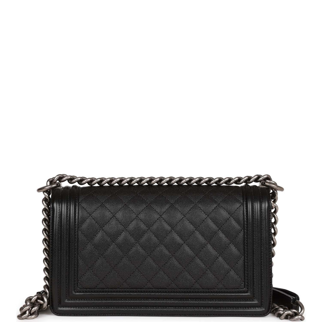 Chanel Medium Boy Bag Black Caviar Ruthenium Hardware