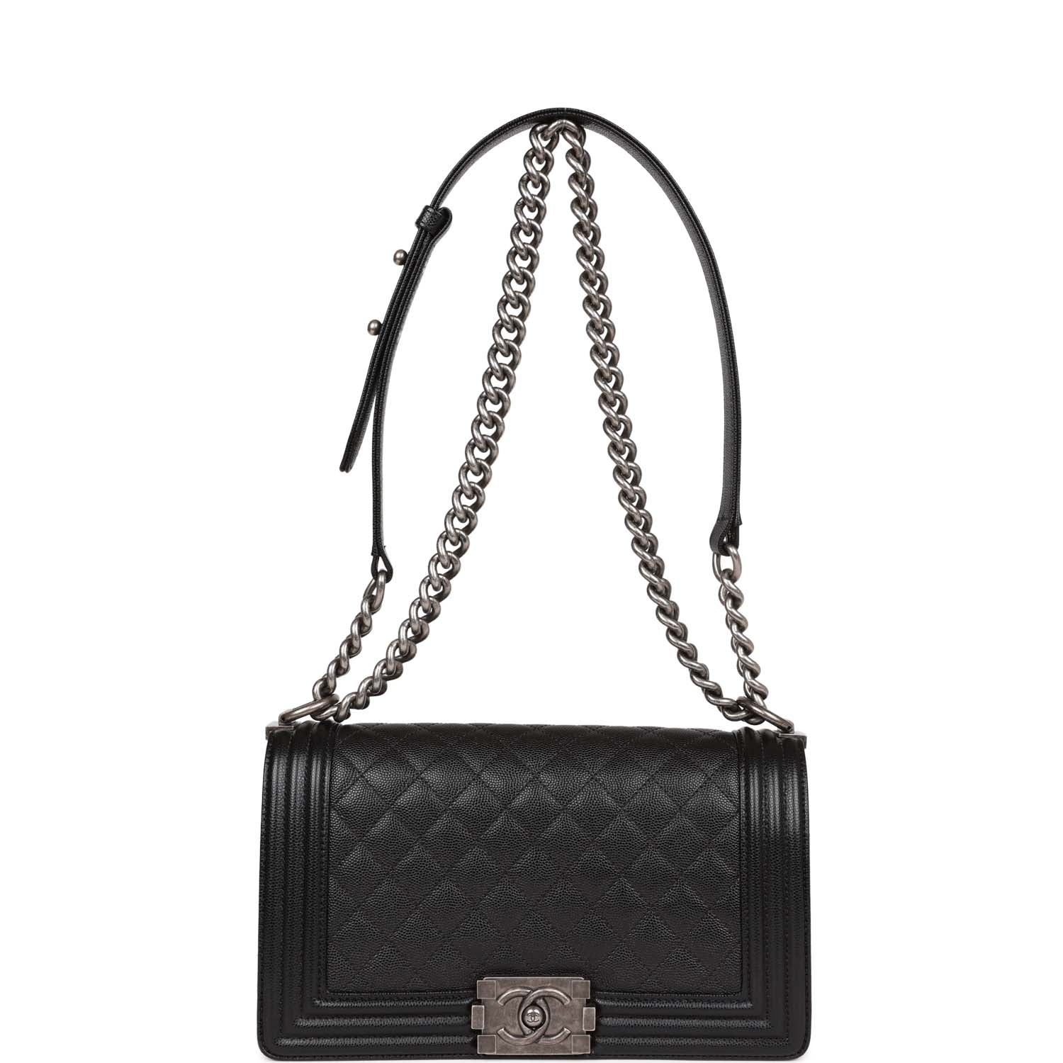 Chanel Medium Boy Bag Black Caviar Ruthenium Hardware