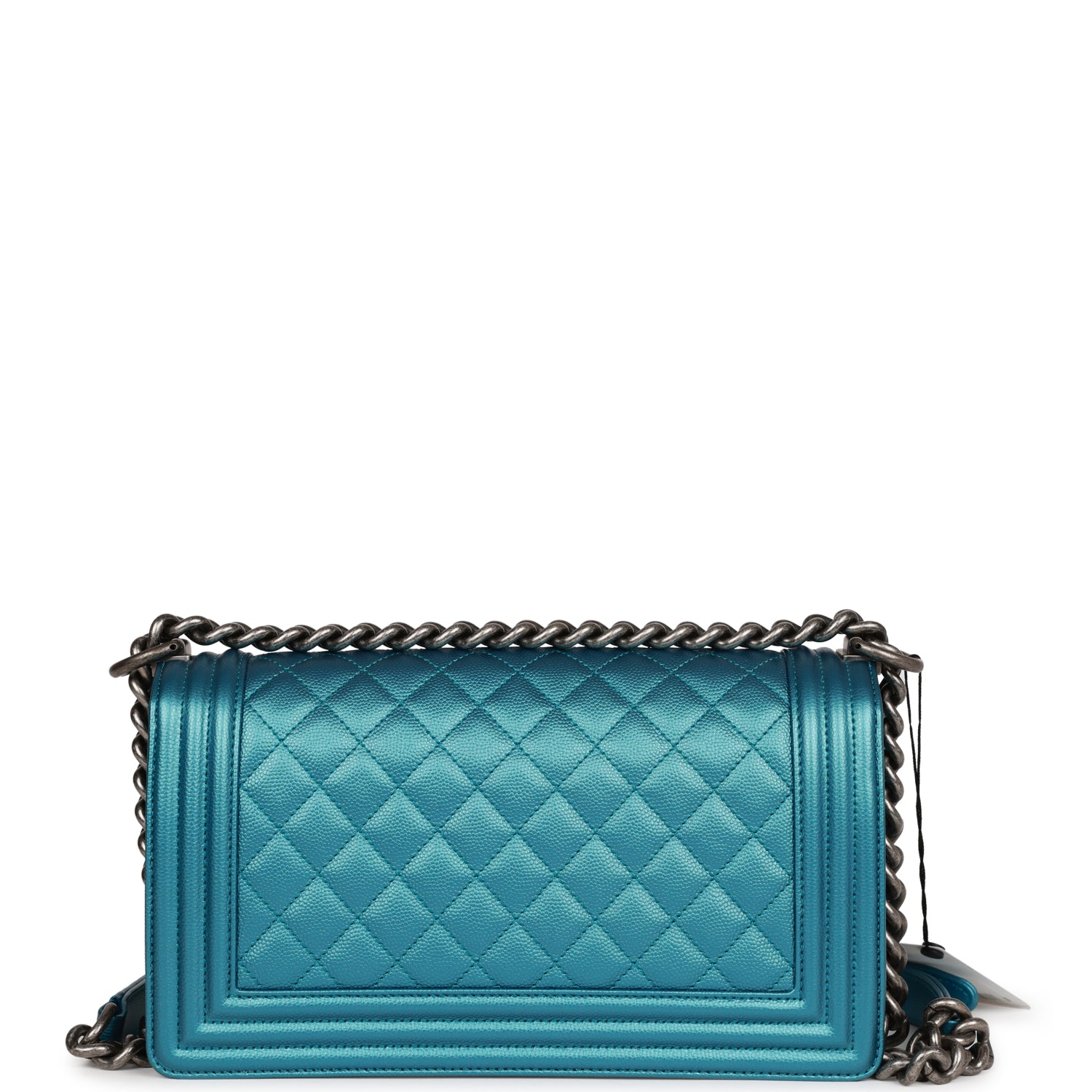 Chanel Medium Boy Bag Metallic Blue Caviar Ruthenium Hardware