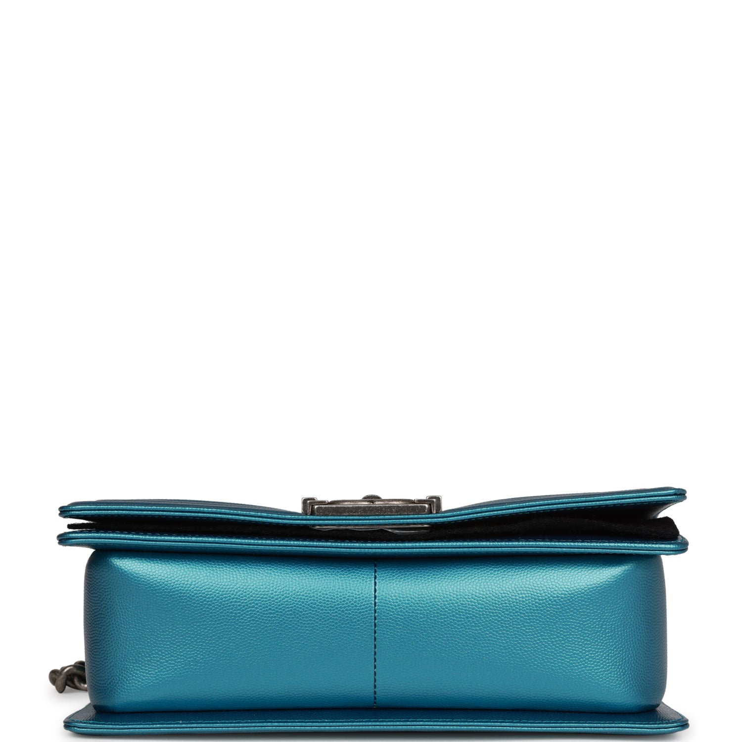 Chanel Medium Boy Bag Metallic Blue Caviar Ruthenium Hardware