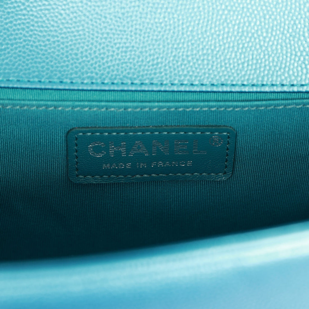 Chanel Medium Boy Bag Metallic Blue Caviar Ruthenium Hardware