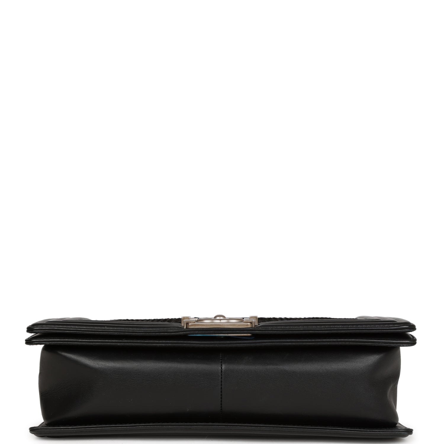 Chanel Medium Boy Bag Black Python and Lambskin Brushed Silver Hardware