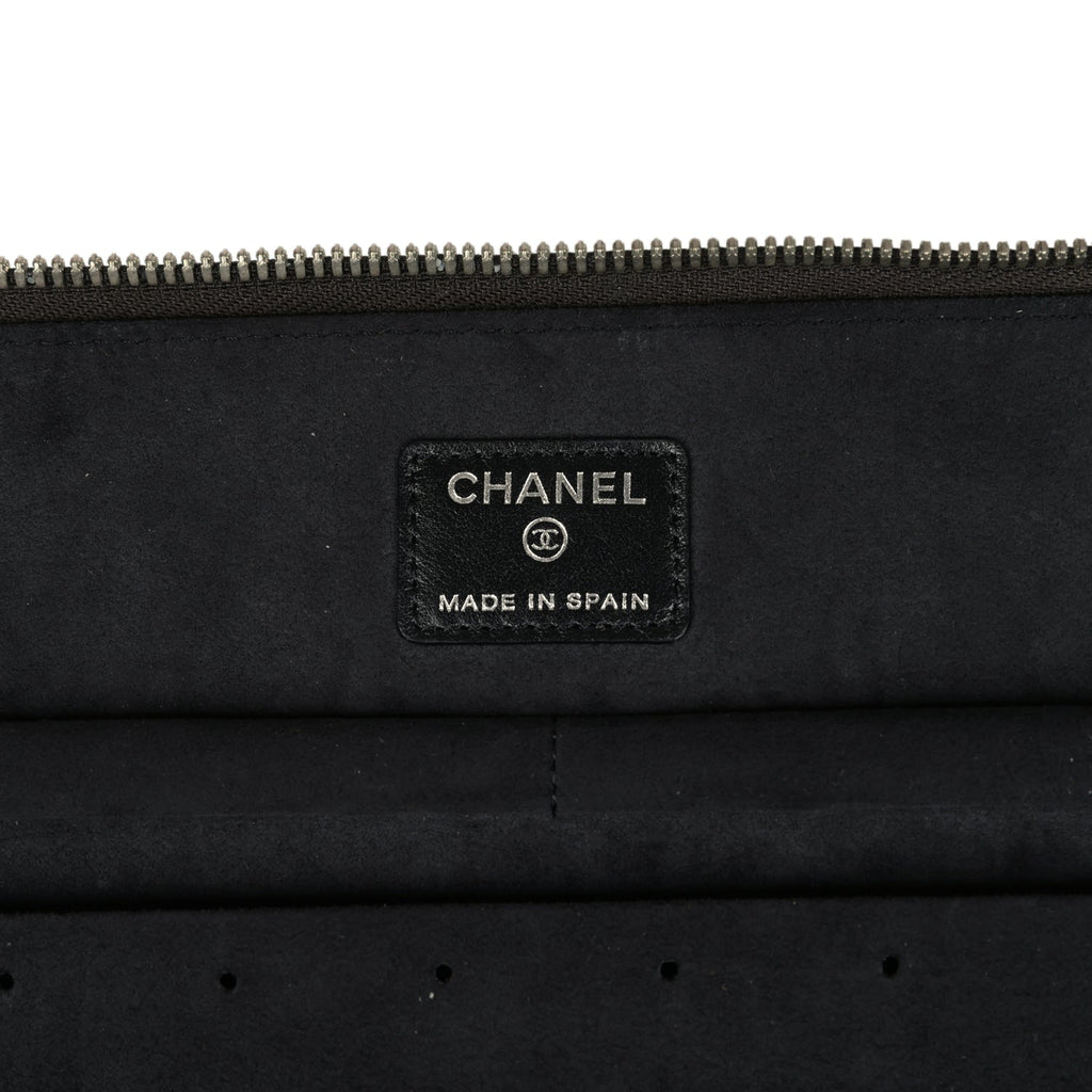 Chanel Vanity Case Black Metallic Python Silver Hardware