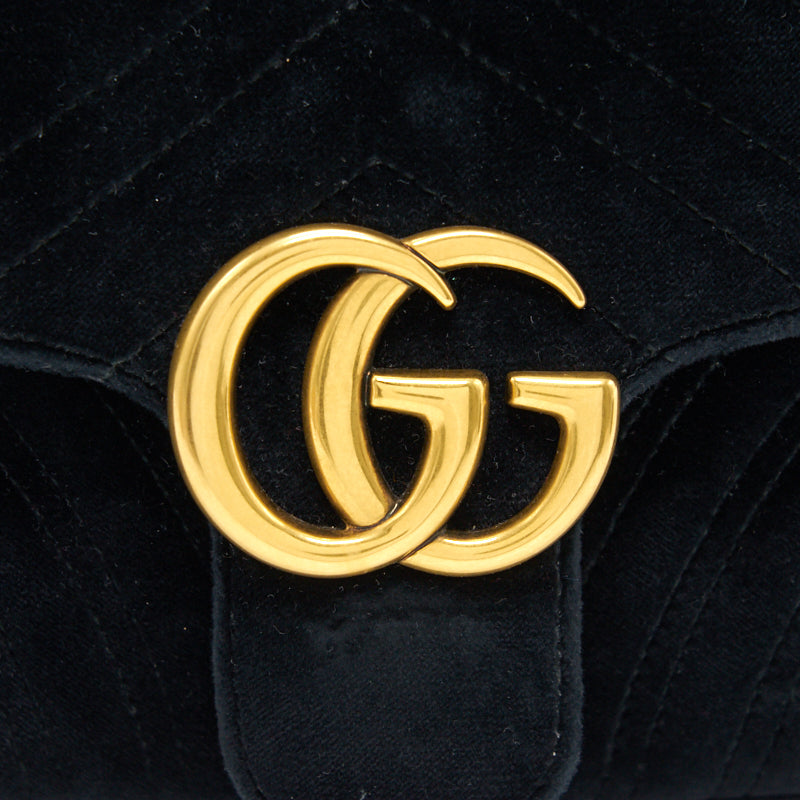 GUCCI SMALL VELVET MARMONT BLACK  26CM