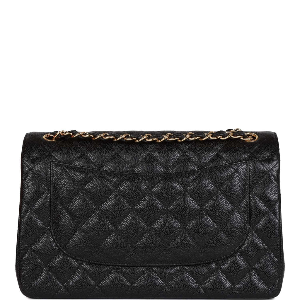 Chanel Jumbo Classic Double Flap Bag Black Caviar Gold Hardware