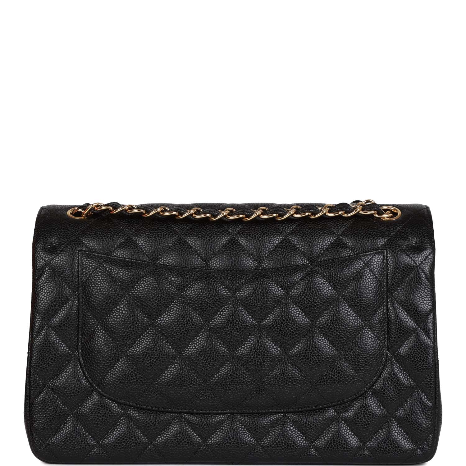 Chanel Jumbo Classic Double Flap Bag Black Caviar Gold Hardware