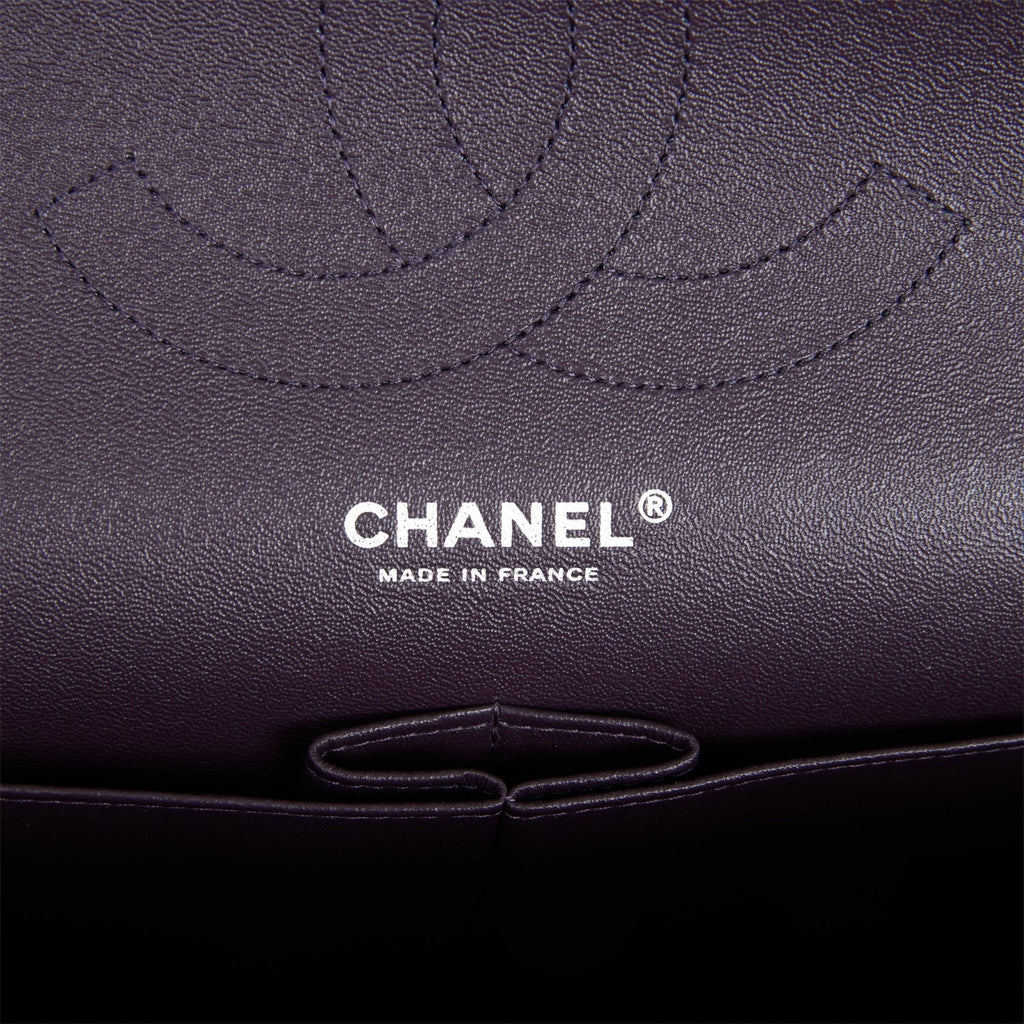 Chanel Jumbo Classic Double Flap Bag Dark Purple Caviar Ruthenium Hardware