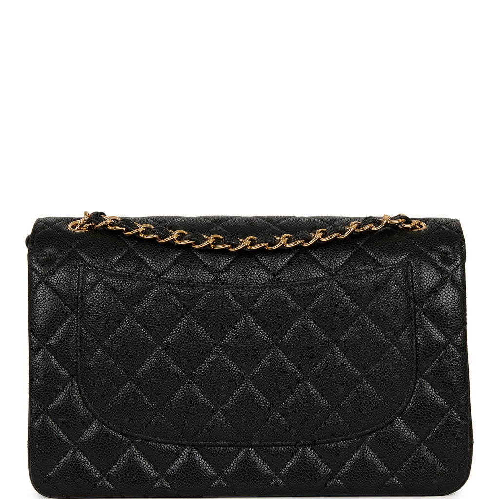 Chanel Jumbo Classic Double Flap Bag Black Caviar Gold Hardware