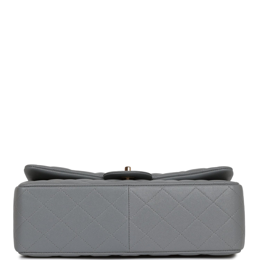 Chanel Jumbo Classic Double Flap Bag Grey Caviar Light Gold Hardware