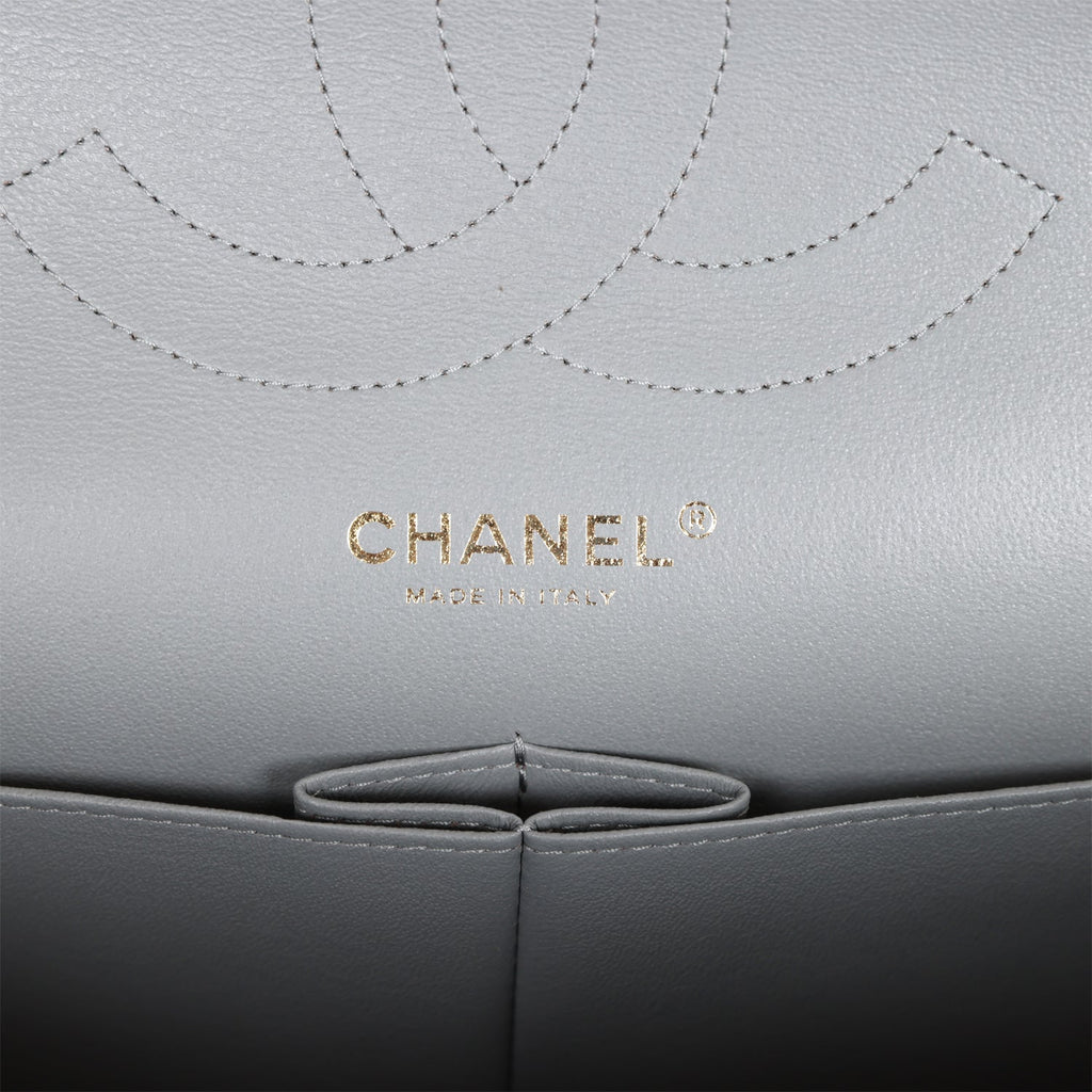 Chanel Jumbo Classic Double Flap Bag Grey Caviar Light Gold Hardware