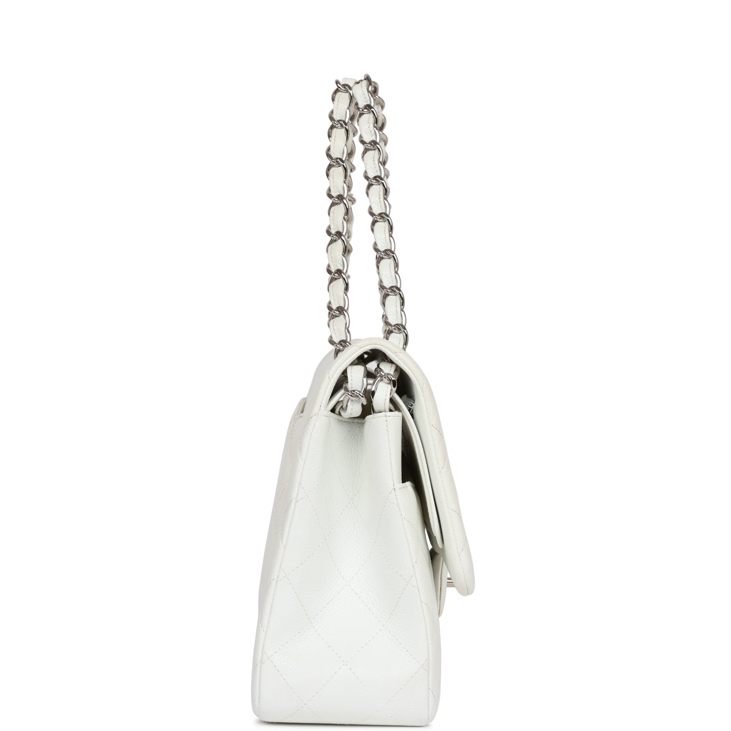 Chanel Jumbo Classic Double Flap Bag White Caviar Silver Hardware