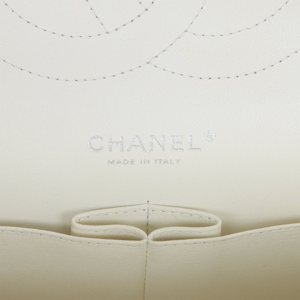 Chanel Jumbo Classic Double Flap Bag White Caviar Silver Hardware
