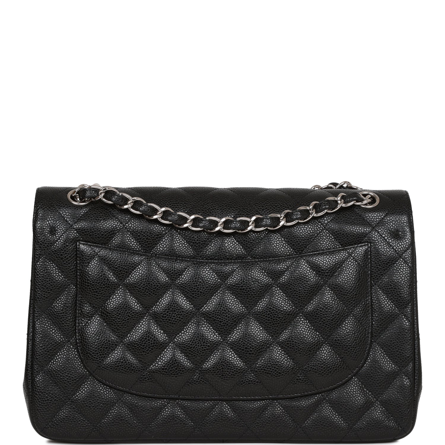 Chanel Jumbo Classic Double Flap Bag Black Caviar Silver Hardware