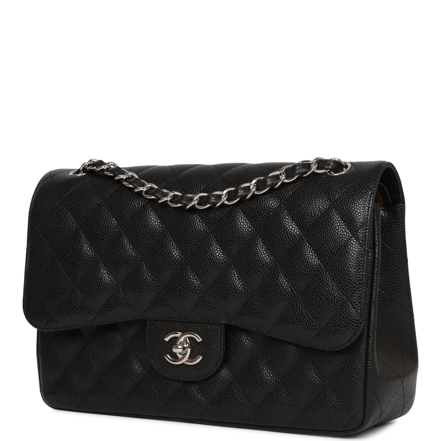 Chanel Jumbo Classic Double Flap Bag Black Caviar Silver Hardware