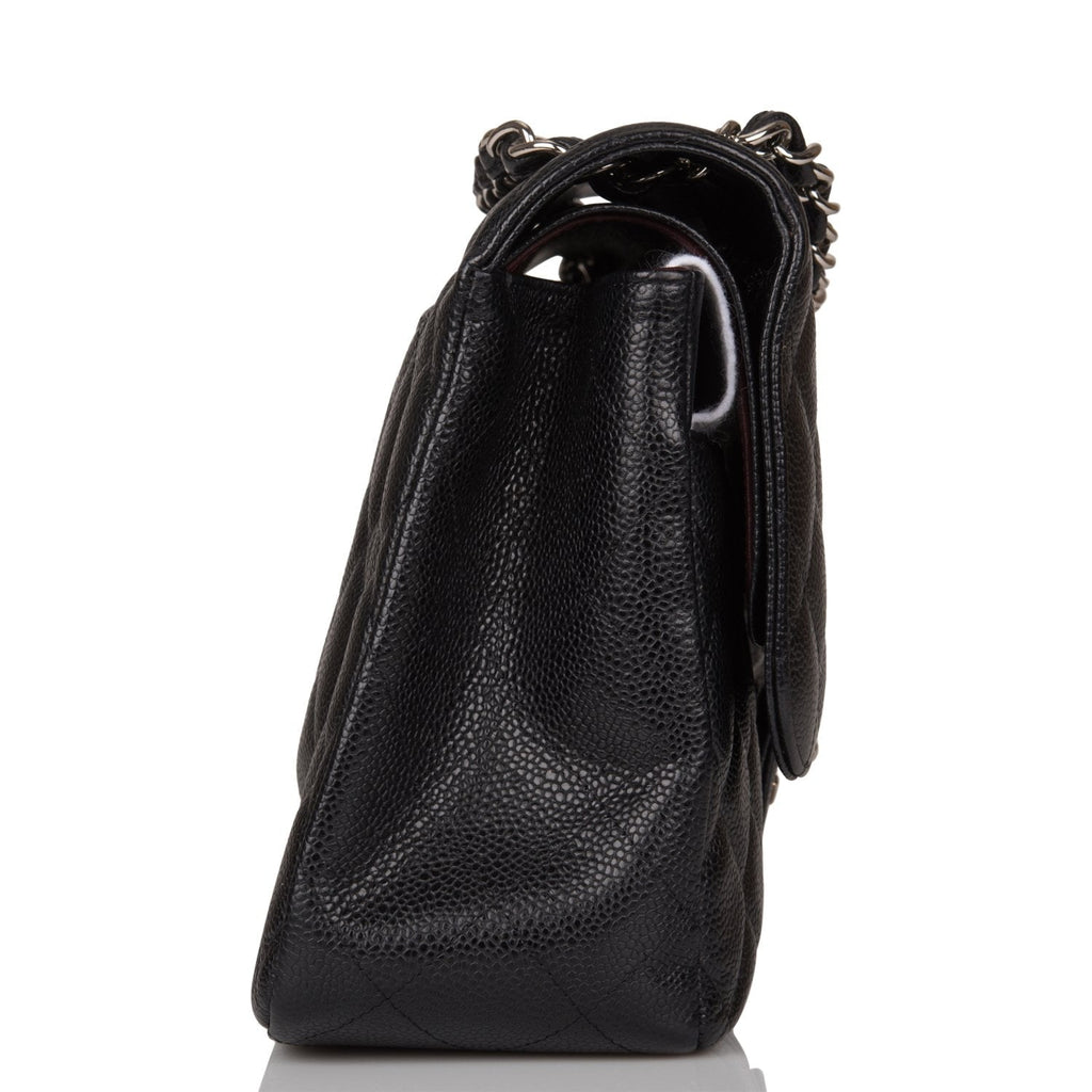Chanel Jumbo Classic Double Flap Bag Black Caviar Silver Hardware