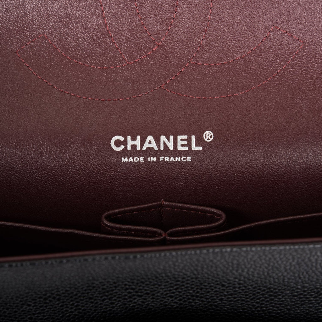 Chanel Jumbo Classic Double Flap Bag Black Caviar Silver Hardware