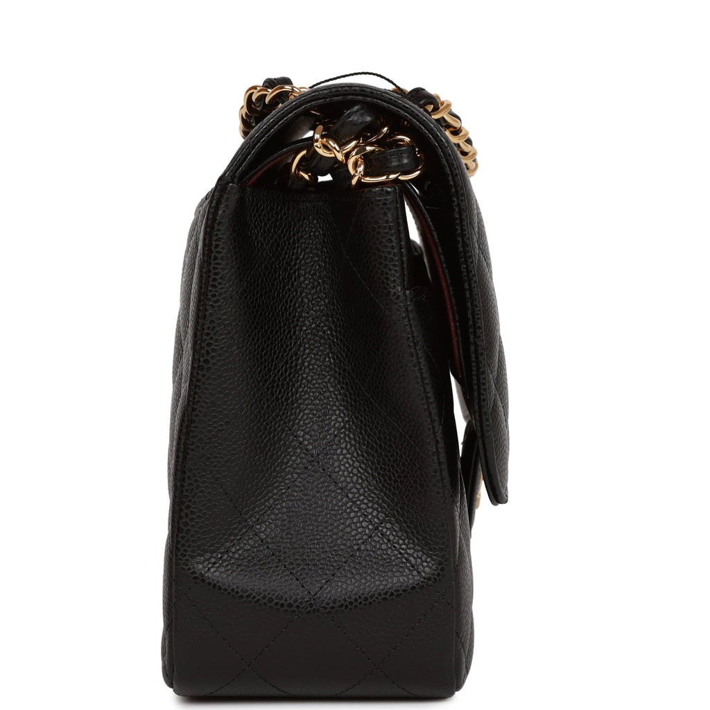 Chanel Jumbo Classic Double Flap Bag Black Caviar Gold Hardware