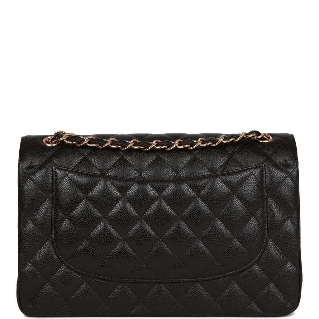 Chanel Jumbo Classic Double Flap Bag Black Caviar Gold Hardware